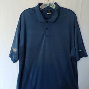NIKE GOLF Men's Nike Dry Fit  Blue Logo Golf Shirt Champion Lake Patch - Size XL